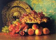 George Henry Hall, Figs, Pomegranates, Grapes and Brass Plate